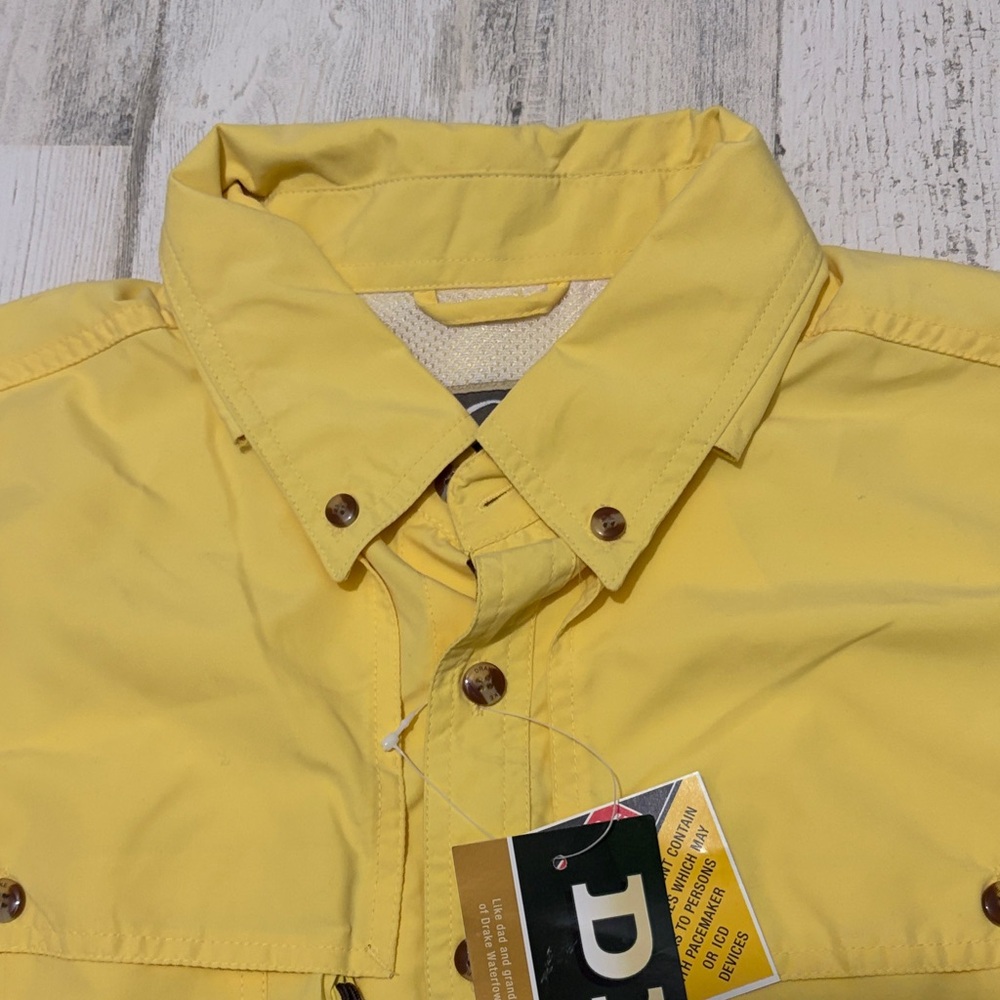 Drake Yellow Long Sleeve Vented Wingshooters Shirt Size Medium NWT - Picture 4 of 10